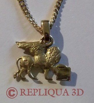 bijou sur-mesure pendentif Lion de Venise or 18K 23mm dos - Repliqua 3D, sculpteur, modeleur 3D, prototypage bijouterie