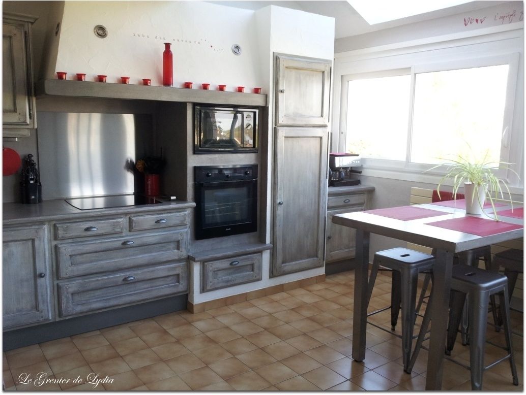 Relooking d'une cuisine rustique : patine esprit indus relooking ...