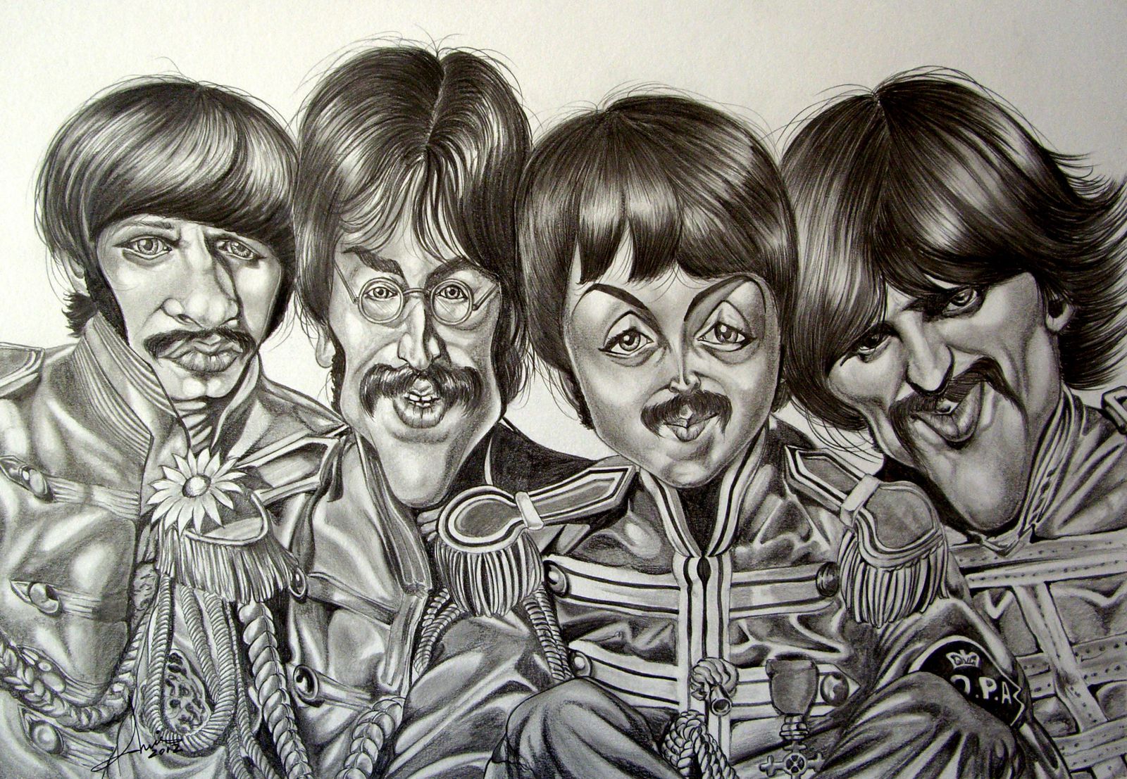 The Beatles as Sgt. Pepper's Lonely Hearts-dessins-christophe-vannucci