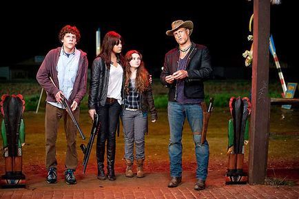  Abigail Breslin, Emma Stone, Jesse Eisenberg, Woody Harrelson, Ruben Fleischer dans Zombieland (Photo)