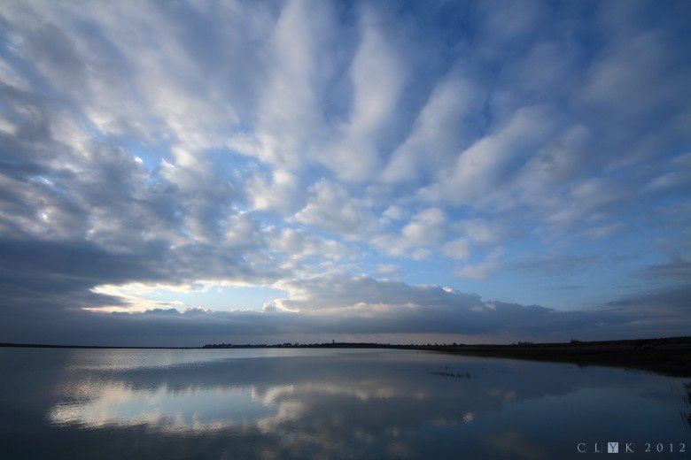 clYk-Paysage-Nuages et eau bleus-Reflets-Baie de Somme