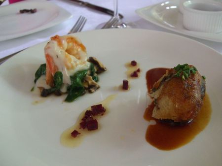 Salmon and Prawn Dolma and Karides with Lemon Yoghurt - degustation -