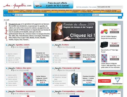 une page au hasard de cette papeterie en ligne