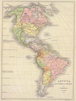 1 Mapa físico y político de América en 1840 Western hemisphere map,