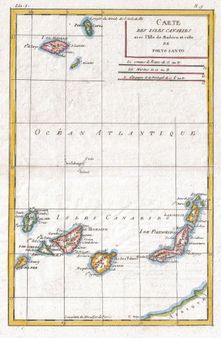 A fine example of Rigobert Bonne and G. Raynals 1780 map of the Canary