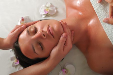 beautiful woman have massage at spa and wellness center