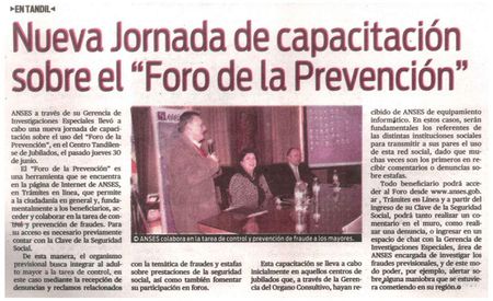 Nueva Jornada de capacitación sobre el "Foro de la Prevención