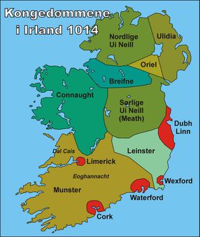 Historisk kart over Ireland 1014 / Historical map over Irland 1014 (di
