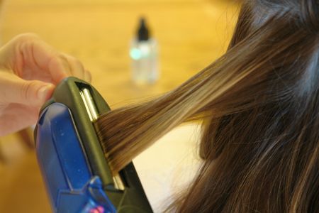 straightening hair