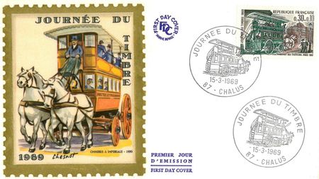 1 Enveloppe 1er jour de la journée du timbre à Châlus le 15 mars 19