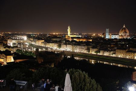 Vista nocturna de Florencia desde Piazzale Michelangelo