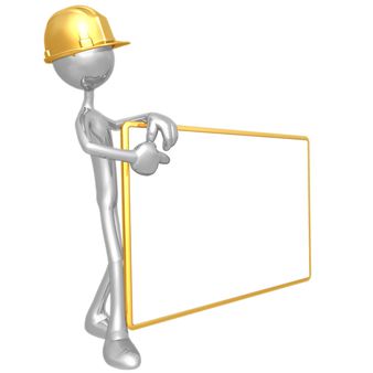 Construction Worker With Blank Sign