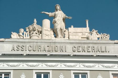 Front detail of Assicurazioni Generali, Piazza dell`Unitá, Trieste, I