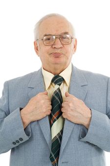 Waist up portrait of successful mature businessman