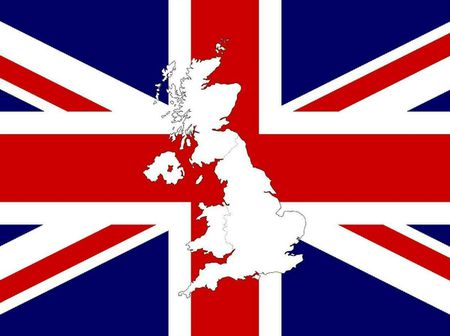 1 United Kingdom: Flag with Outline Map 1 Egyesült Királyság: Zász