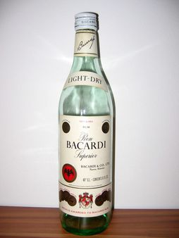 1 An old bottle of Bacardi rum (date unknown), probably 1970s 1 Ein al