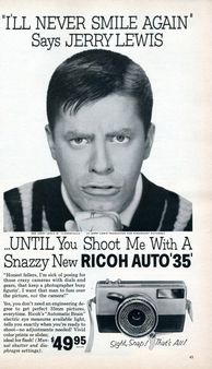 Jerry Lewis endorsing the Ricoh Auto 35 camera - 1960