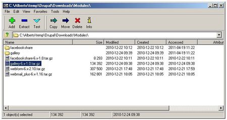 Screen capture of 7-zip utility