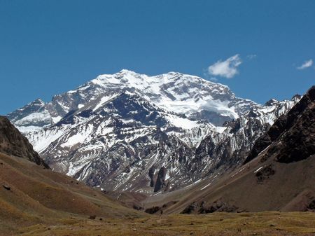 Aconcagua mountain, from entrance Parque Provincial Aconcagua, ARG | S