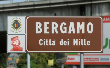 City limit sign of Bergamo installed in 2007 for bicentenary 