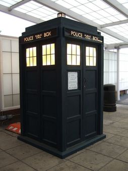 Doctor Who's Tardis under glass