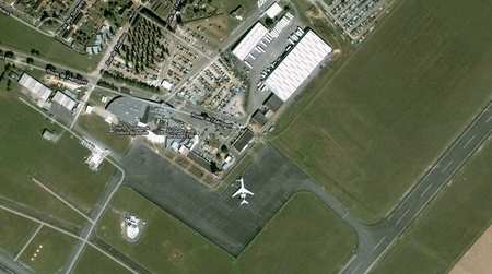 Vue satellite de l'aéroport de Beauvais