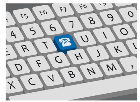Telephone key on keyboard