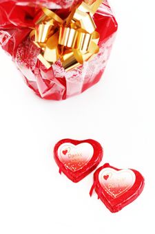 red hearts over white