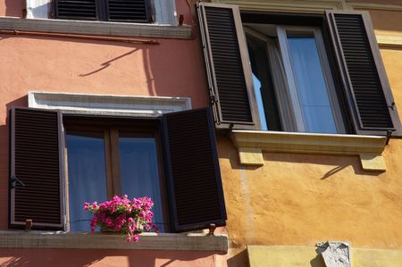 Flowers on a roman window