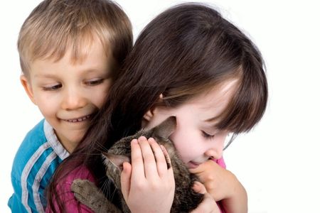 children with cat