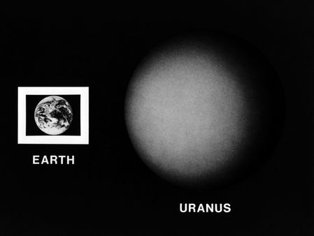 Tamaño de la tierra comparado con el gigante gaseoso Urano.Ambos part