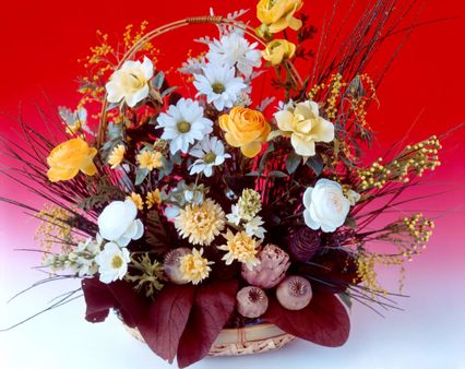 flowers in a basket