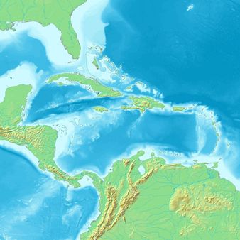 map of Caribbean | Source Map created from http://www2. demis. nl/maps