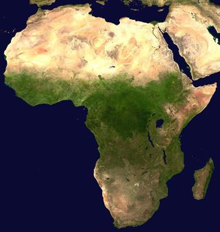 A composed satellite photograph of en:Africa | Africa . | Source The 
