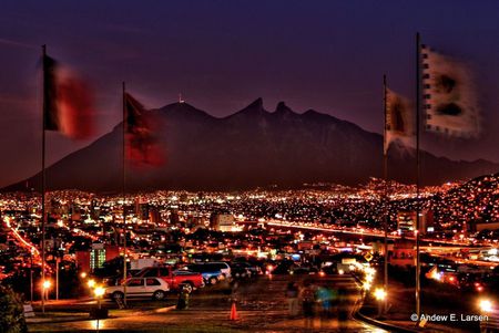 El Cerro at Night in Monterrey, Mexico