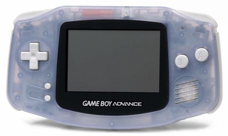 1 A Nintendo Game Boy Advance, shown in Milky Blue. This is the JPG v