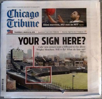"Your Sign Here?": Article re: Wrigley Field landmark permit applicati
