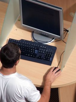boy work on computer