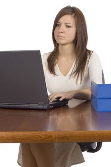 female office worker working computer