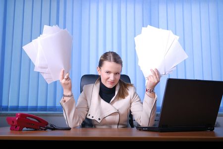 businesswoman holding empty documents