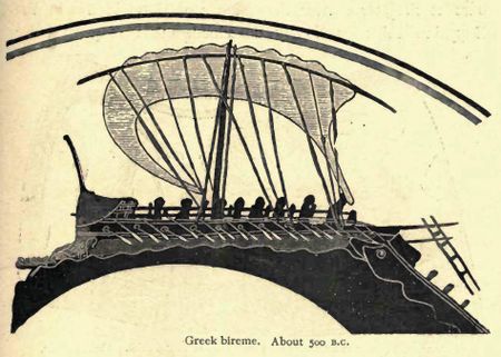 1 Greek bireme circa 500BC. | Source Ancient and Modern Ships - Part