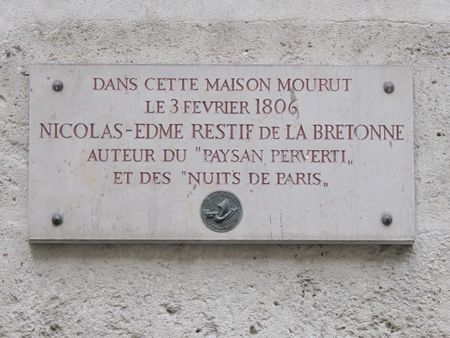 1 Plaque on the building where died Nicolas-Edme Restif de la Bretonne