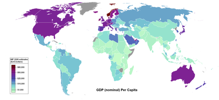 Mapa del nivel de ingresos percapita mundial