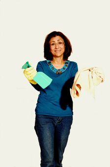 Woman cleaning the house.