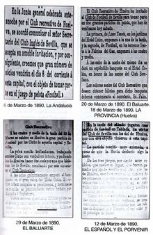 Notas de prensa sobre Recreativo de Huelva en 1890 | Source Archivo mu
