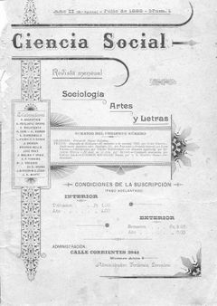 1 Ciencia Social, cover, anarchist magazine from Argentina, 1898. 1 Po