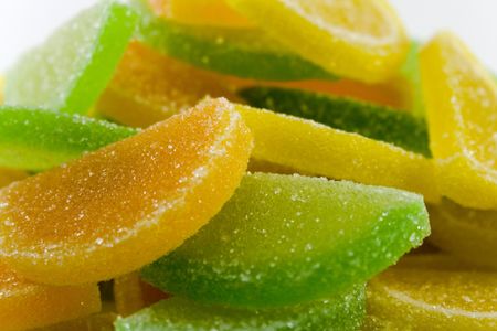 close-up of colourful fruit candies