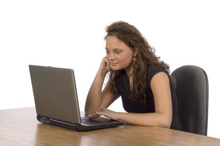 female teenager at the laptop