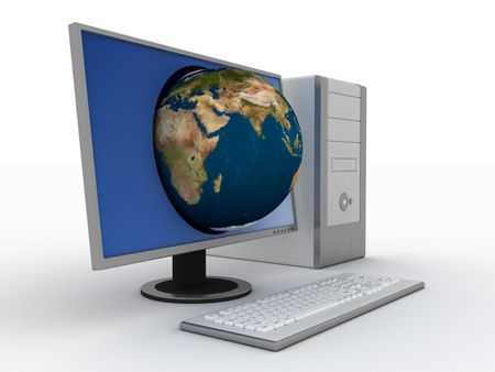 computer with earth in display