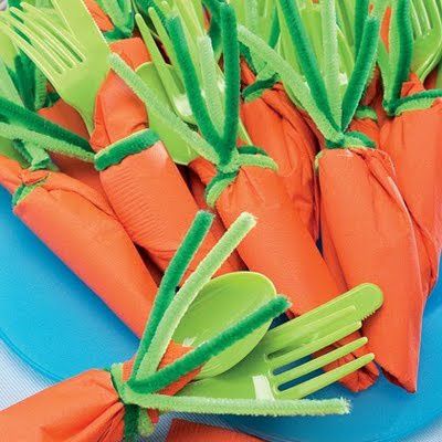 Pliage de serviette en forme de carotte - des idée par milliers